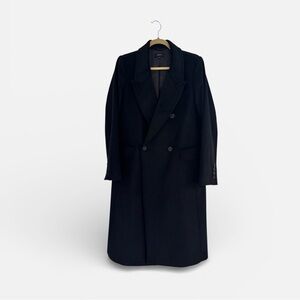 Quince Italian Wool Double Breasted Tailored Coat Black Medium NWOT